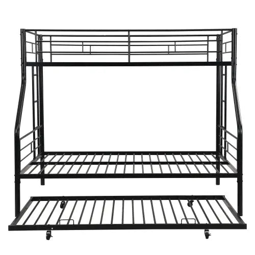 Twin Over Full With Trundle Metal Bunk Bed , No Box Spring Needed, Easy Assemble My Store