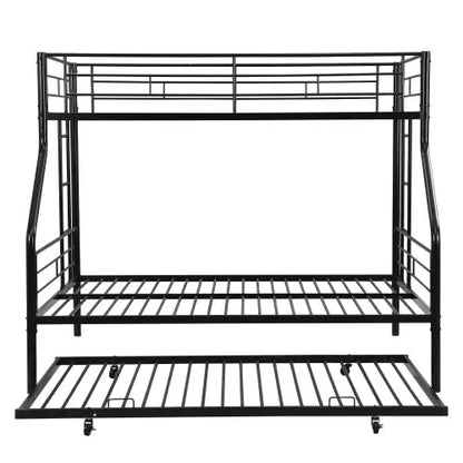 Twin Over Full With Trundle Metal Bunk Bed , No Box Spring Needed, Easy Assemble My Store