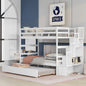 Twin Bunk Beds With Trundle & Stairway Storage In White Siesta