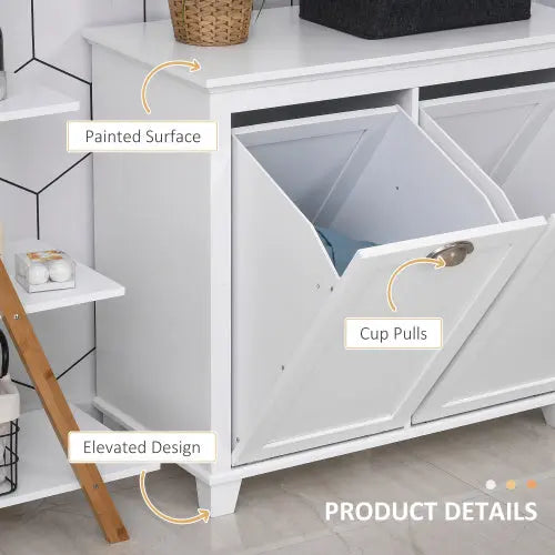 HOMCOM Tilt-Out Laundry Sorter Bathroom Cabinet, White My Store