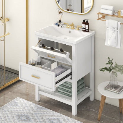 Vanity With Top Sink, Modern Bathroom Storage Cabinet With 2 Drawers My Store