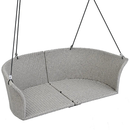 GO 51.9 2-Person Hanging Seat, Rattan Woven Swing Chair, Porch Swing With Ropes, Gray Wicker And C My Store