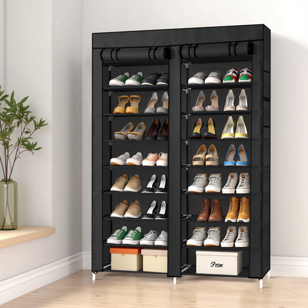 Double Row 10-ply Non Woven Shoe Cabinet, Black Inkedjoy