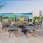6-Piece Rope Patio Furniture Set, Outdoor Furniture With Acacia Wood Cool Bar Table Inkedjoy