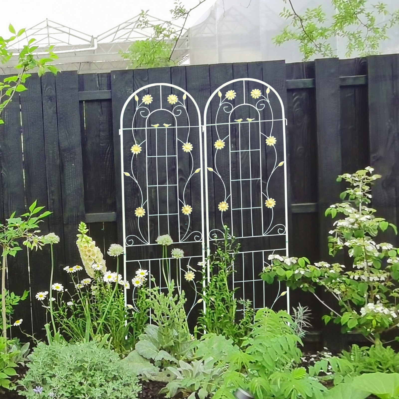 2 Pack Metal Garden Trellis 86.7 X 19.7 Rustproof For Climbing Plants Outdoor Inkedjoy