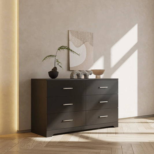 Black Particle Board With Triamcinol, Six Drawer Dresser My Store