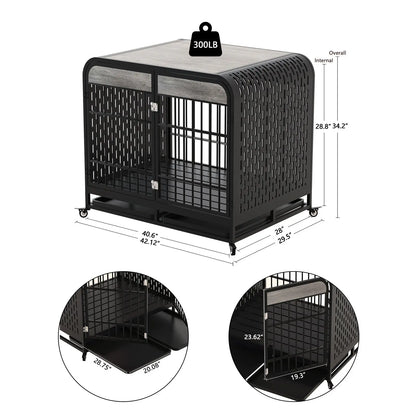 Heavy Duty Dog Crate Furniture Wooden Table 42inch Grey My Store