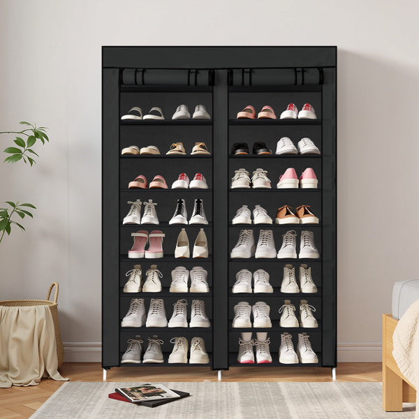 Double Row 10-ply Non Woven Shoe Cabinet, Black Inkedjoy