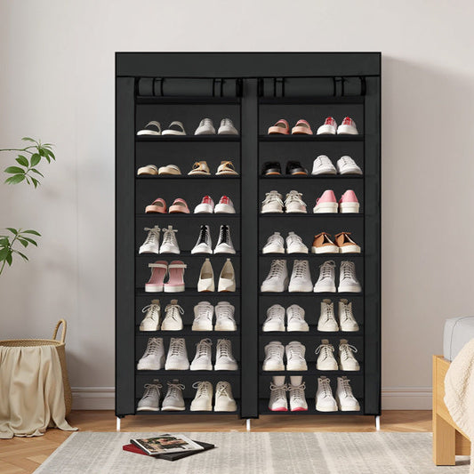 Double Row 10-ply Non Woven Shoe Cabinet, Black Inkedjoy