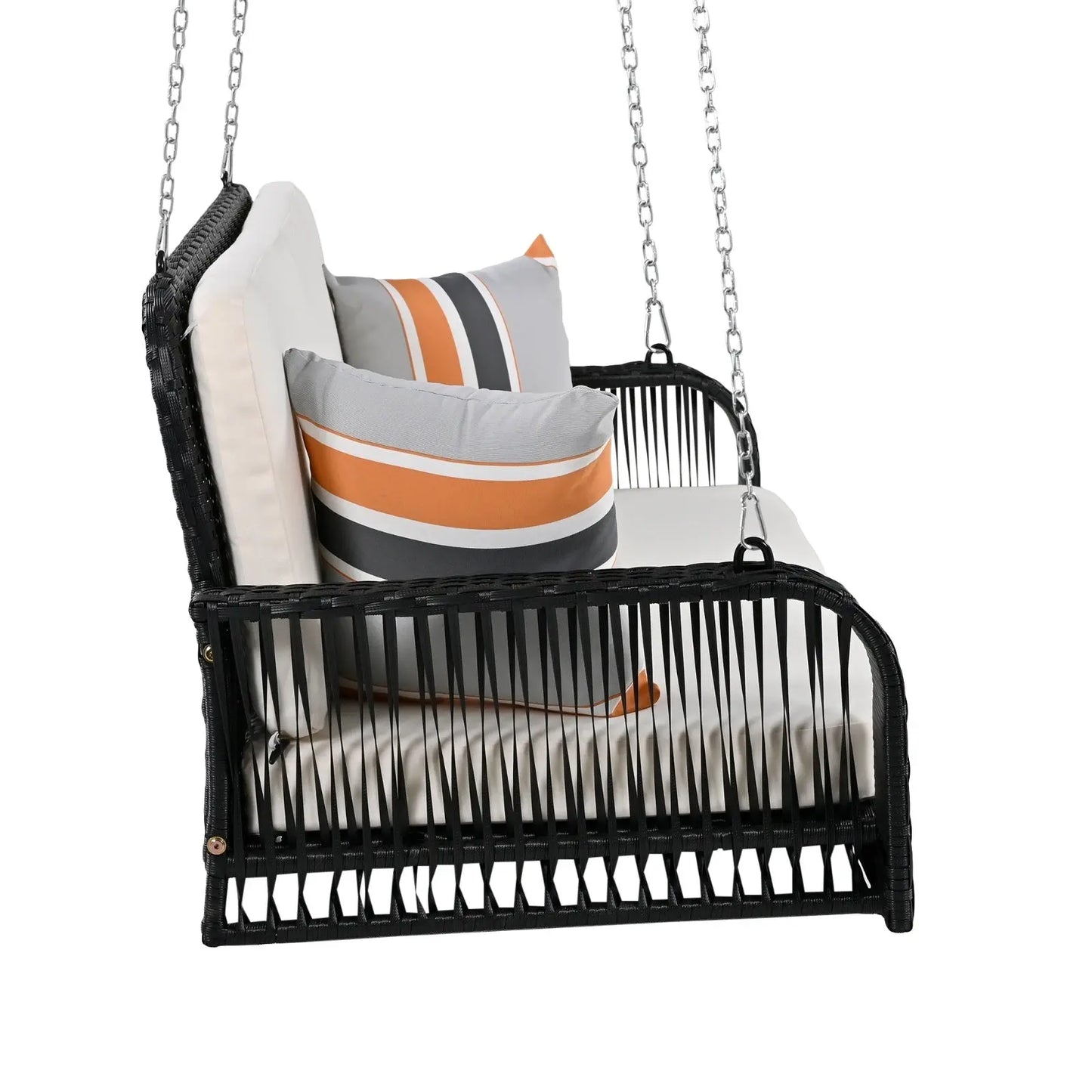 GO PE Wicker Porch Swing, 2-Seater Hanging Bench With Chains, Patio Furniture Swing For My Store