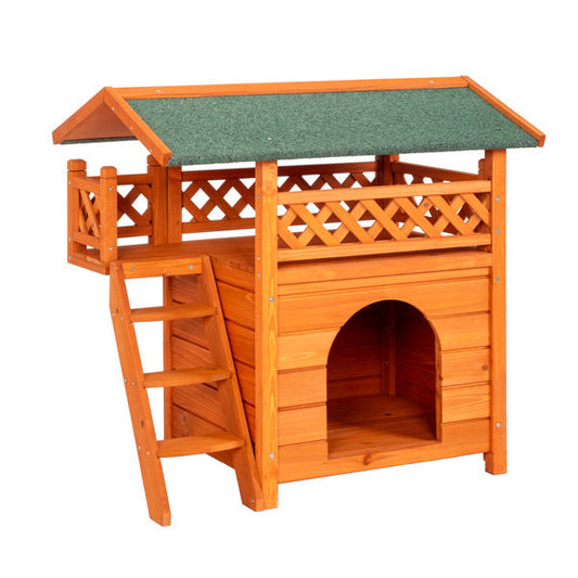 Cat house 2-layer Fence, Green Asphalt Roof My Store
