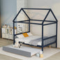 NAVY BLUE HOUSE FULL BED WITH TRUNDLE OF GREY COLOR My Store