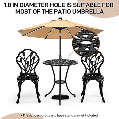 2pcs Single Chairs And 1pc Round Table Tulip Shaped Black Casting Set Inkedjoy