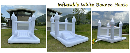 9x9x7ft Soft Play White Bounce House With Slide Ball Pit - Ohberri