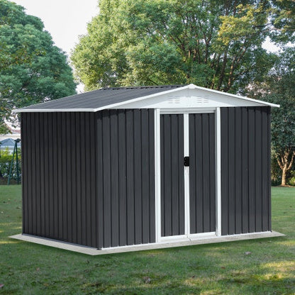 8x6 Feet Apex Roof Dark Grey With Aluminum Alloy Frame And Sliding Door Inkedjoy
