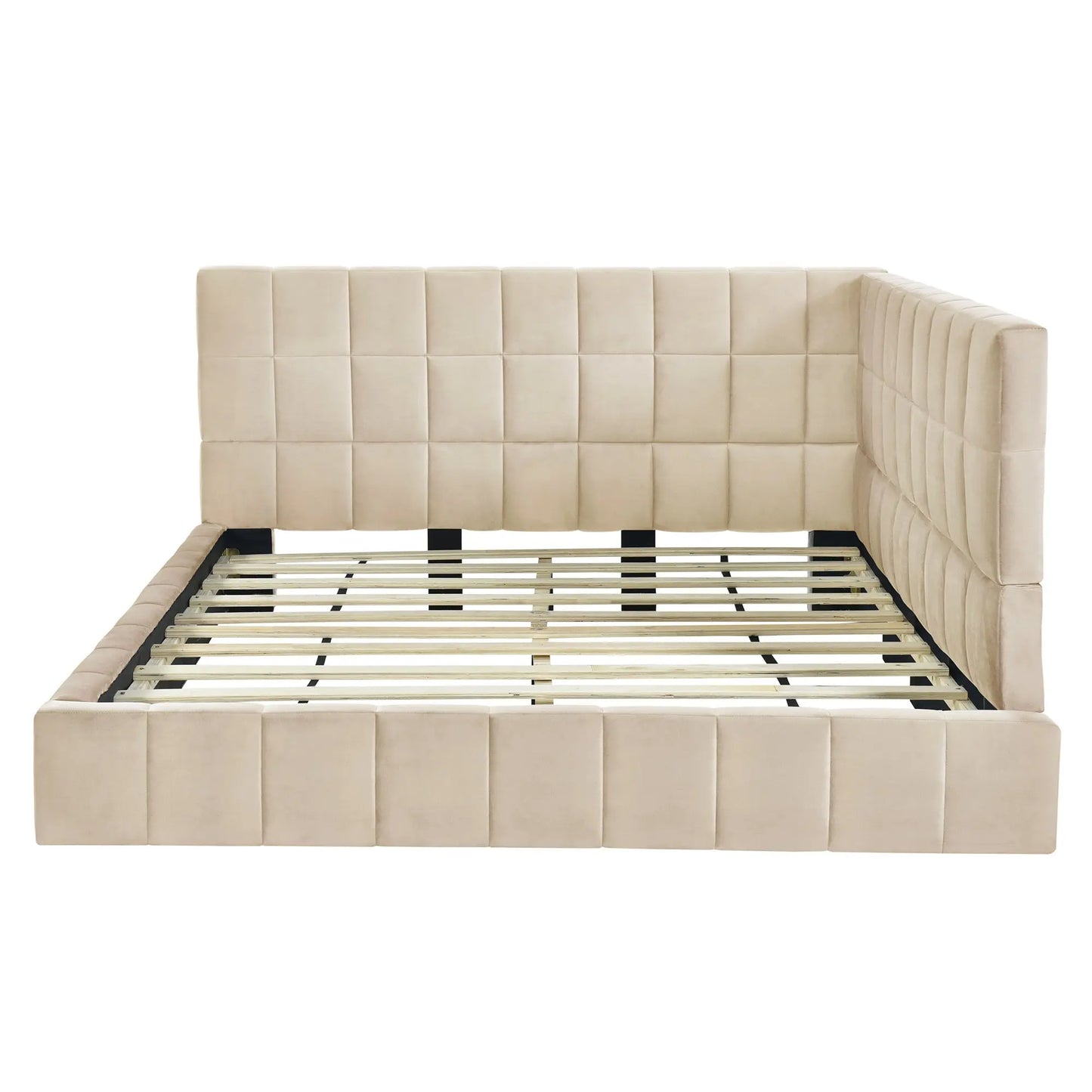 Full-size Upholstered Sofa Bed, Sofa Bed Frame - Beige, Velvet My Store
