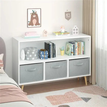 Children's Bookcase With Foldable Fabric Drawers, Children's Book Display, Toy Storage My Store