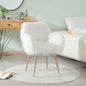 WHITE Faux Fur Upholstered Make Up Chair Side Dining Chair With Metal Leg WHITE Beech Metal Leg My Store