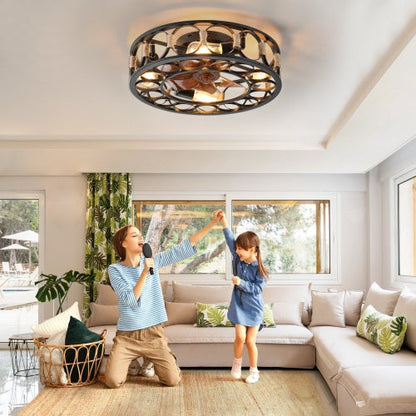 Cage Ceiling Fan With Light Remote Control Inkedjoy