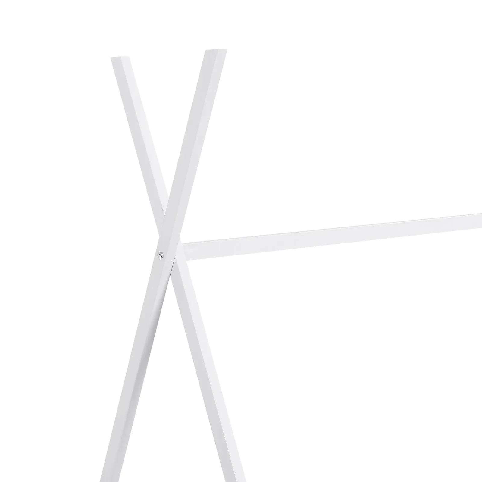 Metal Twin Size House Platform Bed With Triangle Structure, White My Store