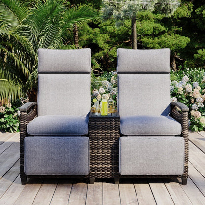 Lounge Chair Double Sofa, Adjustable Backrest Willow Inkedjoy