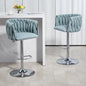 360 Fabric Cover Swivel Bar Stools Set Of 2, Adjustable Counter Height Bar Chairs With Woven Back & Footrest, Silver Chromed Bar Stools For Kitchen Island, Cafe, Pub My Store