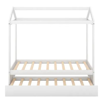 House Bed With Trundle- White My Store
