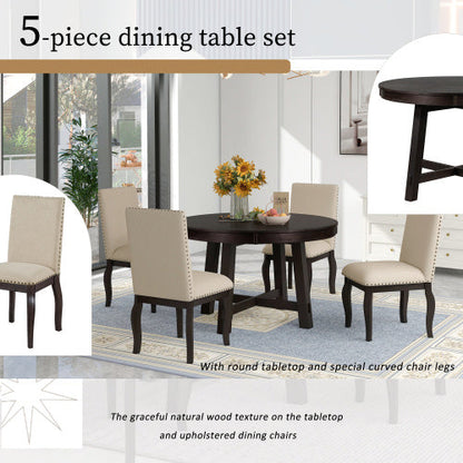 5-piece Farmhouse Wooden Dining Table Set Inkedjoy
