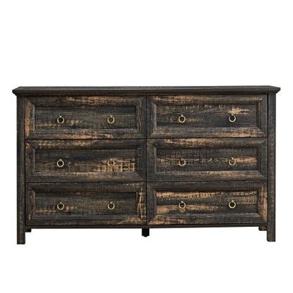Fiberboard Farmhouse 6-Drawer Bedroom Dresser Inkedjoy