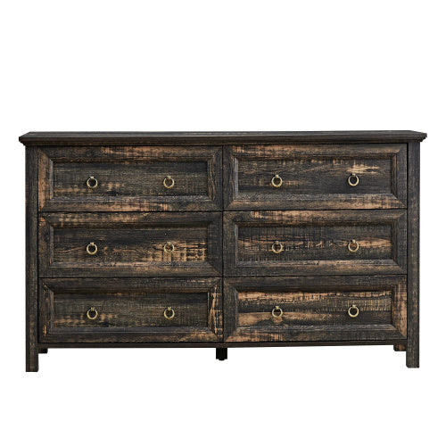 Fiberboard Farmhouse 6-Drawer Bedroom Dresser Inkedjoy
