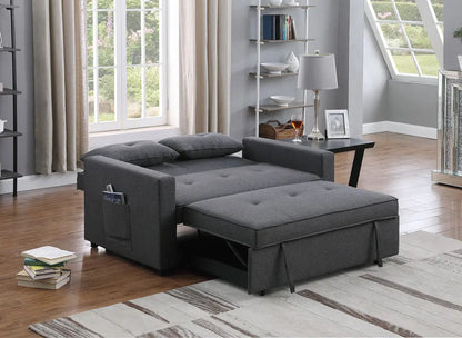 Dark Grey Linen Convertible Sleeper Double Sofa My Store