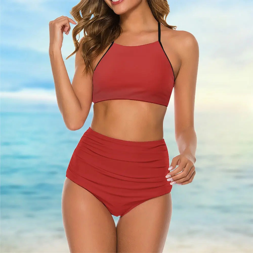 Suspender Two Piece Bikini Swimsuit Inkedjoy