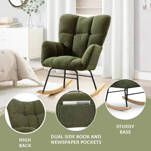 Modern Rocking Accent Chair- Deep Green My Store