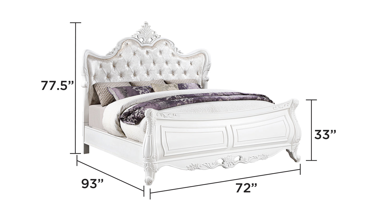 Modern 5-Piece Queen Bedroom Set in Pearl White Wood Finish - Ohberri