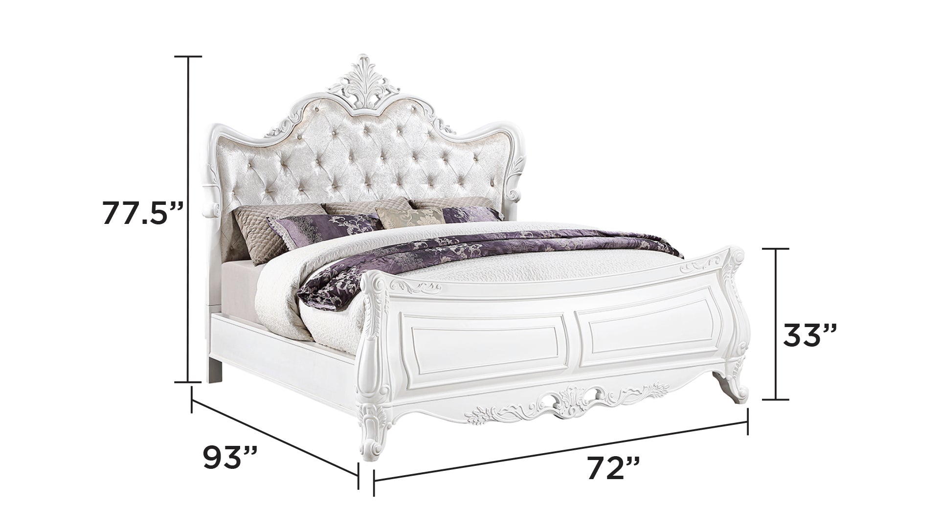 Modern 5-Piece Queen Bedroom Set in Pearl White Wood Finish - Ohberri