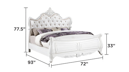 Modern 5-Piece Queen Bedroom Set in Pearl White Wood Finish - Ohberri