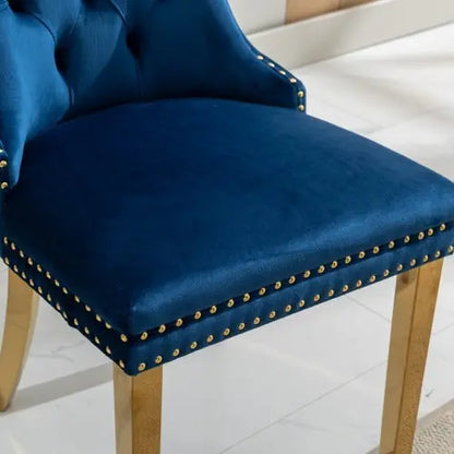 High-end Tufted Solid Wood Contemporary Velvet Upholstered Dining Chair With Golden Stainless Steel Plating Legs,Nailhead Trim,Set Of 2 My Store