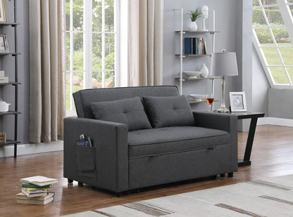 Dark Grey Linen Convertible Sleeper Double Sofa My Store