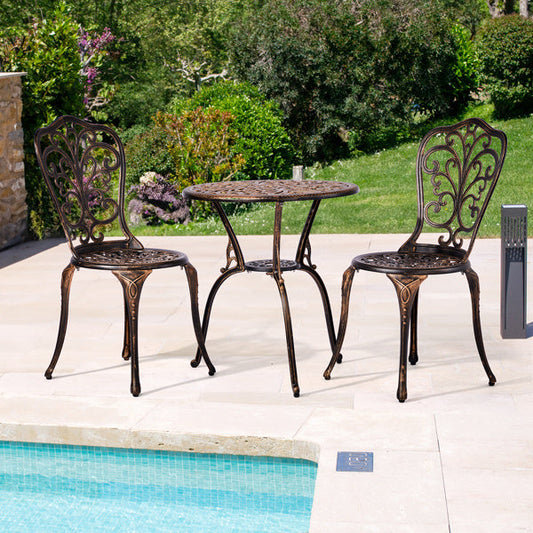 2pcs Single Chairs And 1pc Round Table Butterfly Shaped Antique Bronze Casting Set Inkedjoy