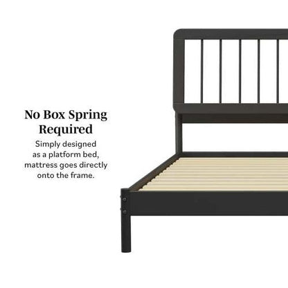 Mid-Century Modern Solid Wood King Spindle Bed Black My Store