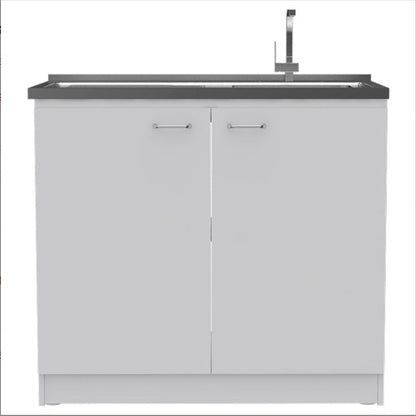 White Rectangle 2-Door Utility Sink And Cabinet My Store