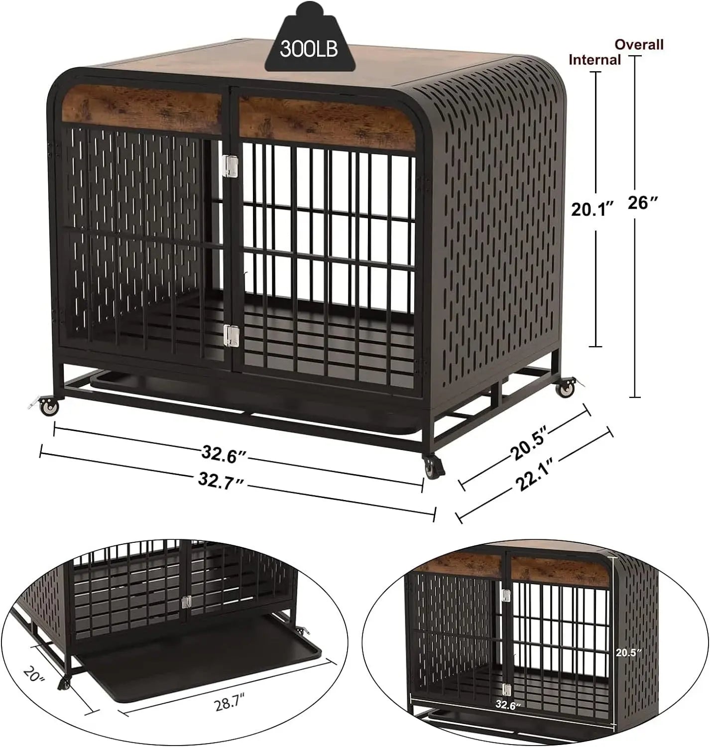 Heavy Duty Dog Crate Furniture Wooden Table 33inch Brown My Store