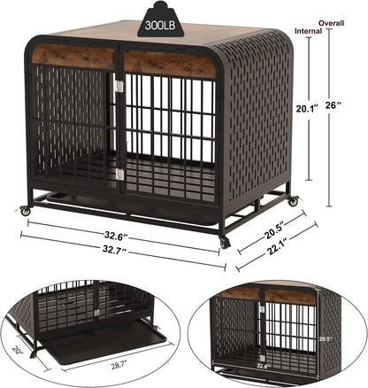 Heavy Duty Dog Crate Furniture Wooden Table 33inch Brown My Store