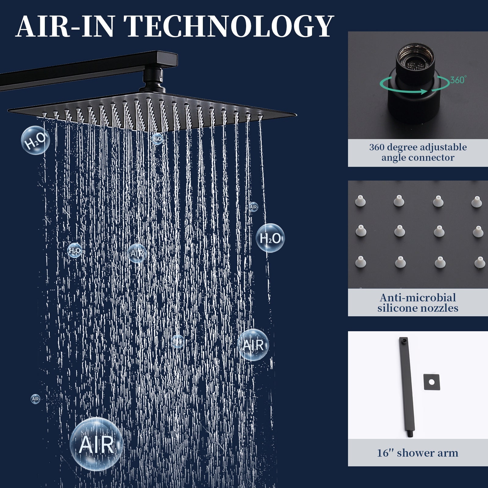 Shower System Shower Faucet Combo Set Wall Mounted With 10" Rainfall Shower Head And Handheld Inkedjoy