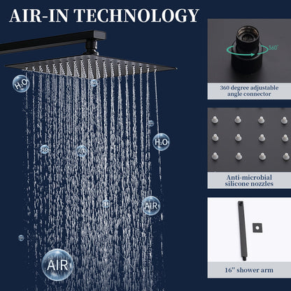 Shower System Shower Faucet Combo Set Wall Mounted With 10" Rainfall Shower Head And Handheld Inkedjoy