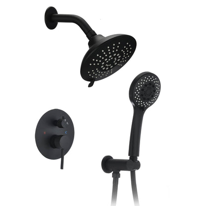 Round Shower System Wall Mounted Rain Mixer Combo Set Inkedjoy