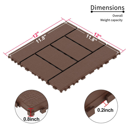 Waterproof, Wear-resistant, DIY Assembly, Garden, Courtyard, Balcony,plastic Flooring Inkedjoy