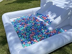 9x9x7ft Soft Play White Bounce House With Slide Ball Pit - Ohberri