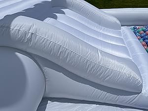 9x9x7ft Soft Play White Bounce House With Slide Ball Pit - Ohberri