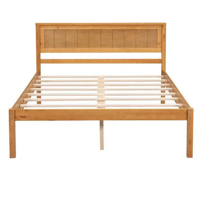 Platform Bed Frame With Headboard, Wood Slat Support, No Box Spring Needed, Full, Oak My Store